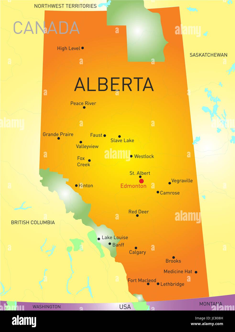 Alberta vector province color map Stock Photo