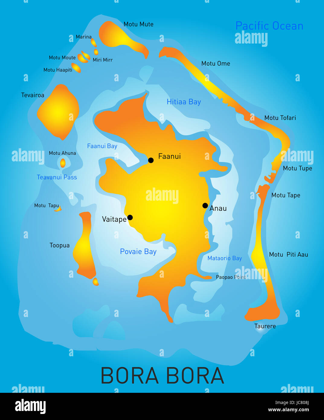 Vector color map of Bora Bora Stock Photo