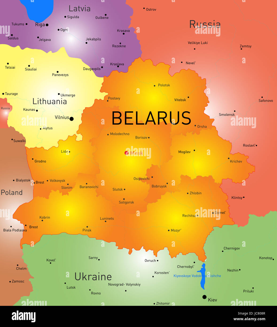Vector color map of Belarus country Stock Photo