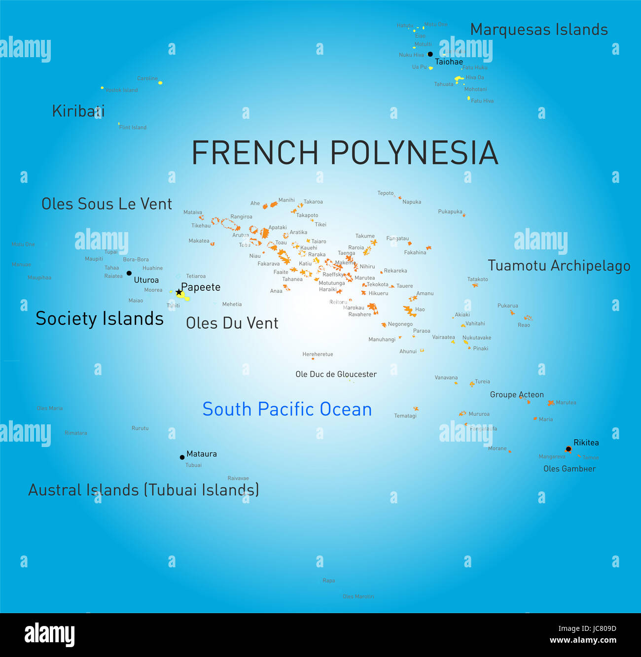 Vector color map of French Polynesia Stock Photo