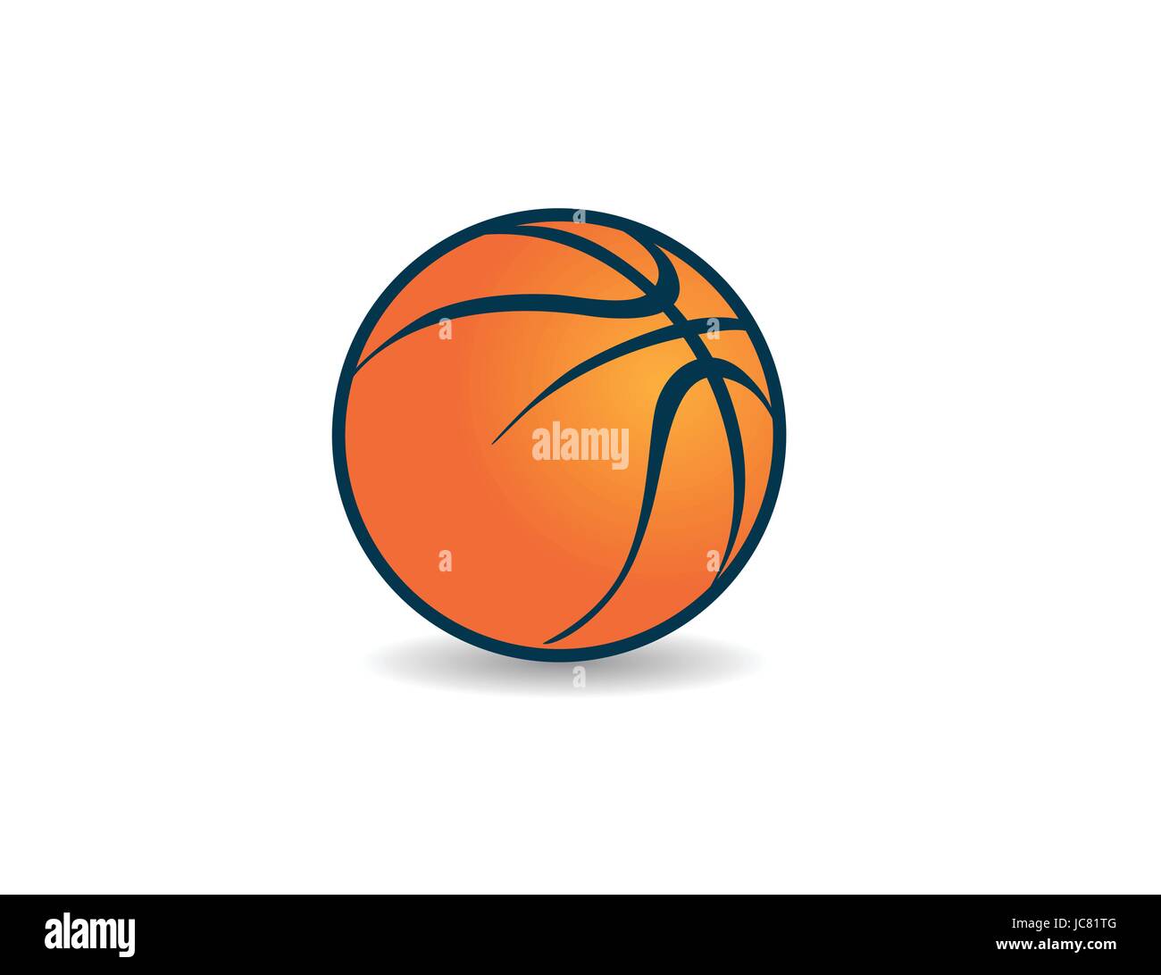 orange basketball on white background with shadow illustration Stock