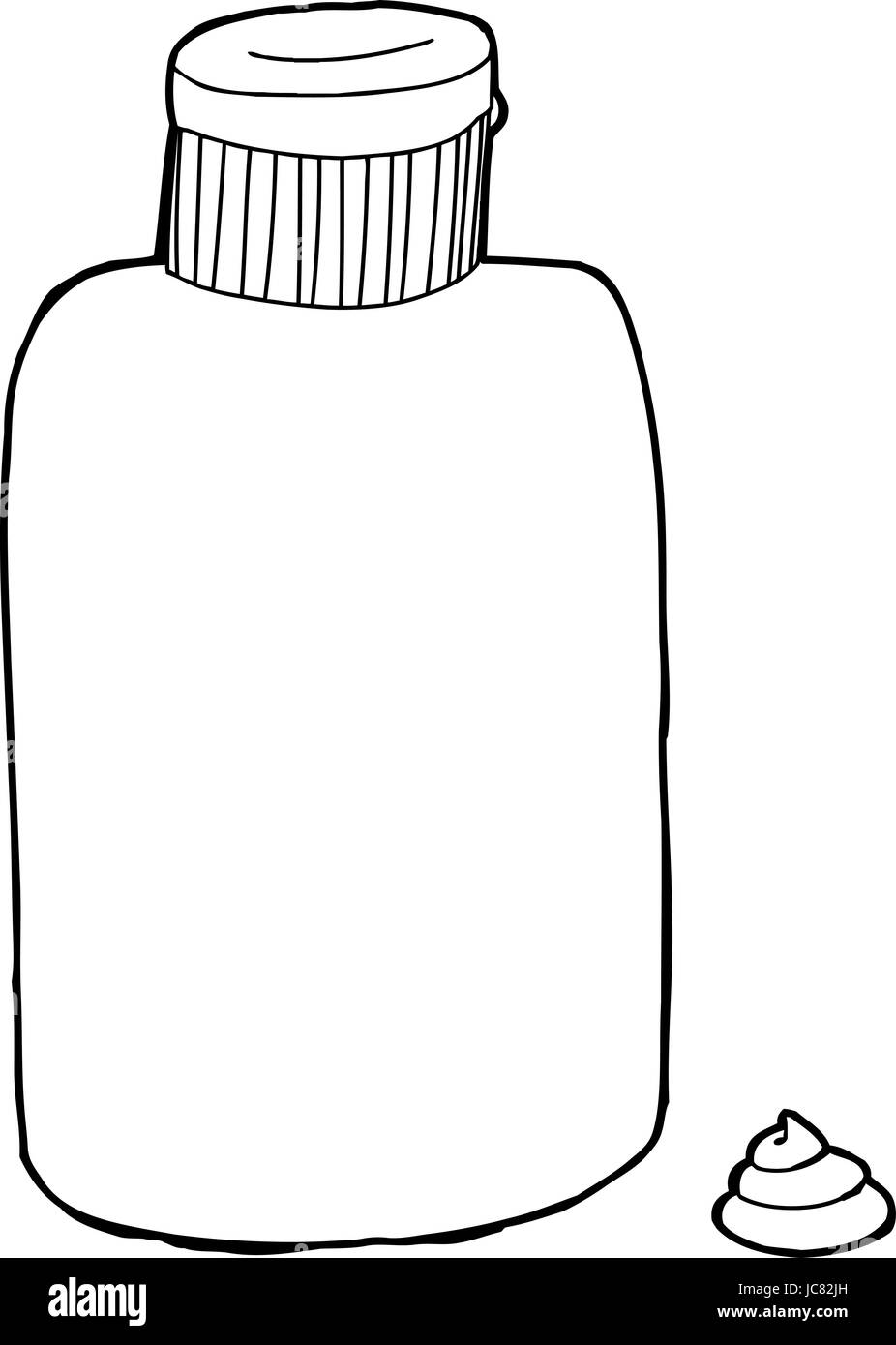 Black outline lotion bottle with cream over white Stock Photo Alamy