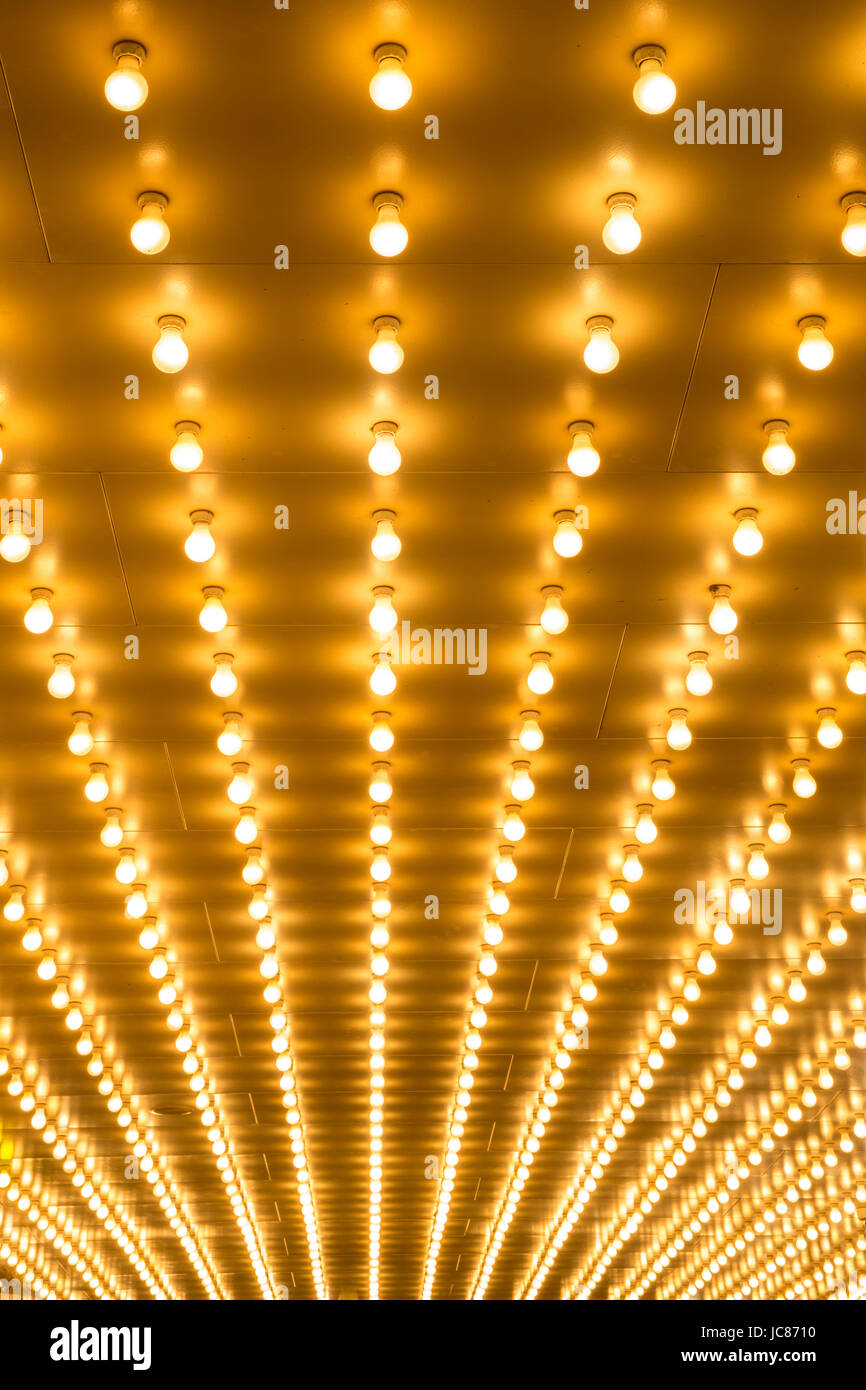 golden bulbs marquee lights background Stock Photo - Alamy