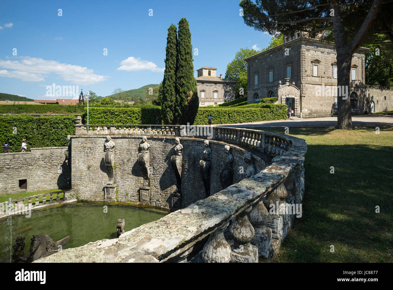 Bagnaia. Viterbo. Italy. Fountain of Pegasus and the 16th century Mannerist style Villa Lante, commissioned by Cardinal Gianfrancesco Gambara. Stock Photo