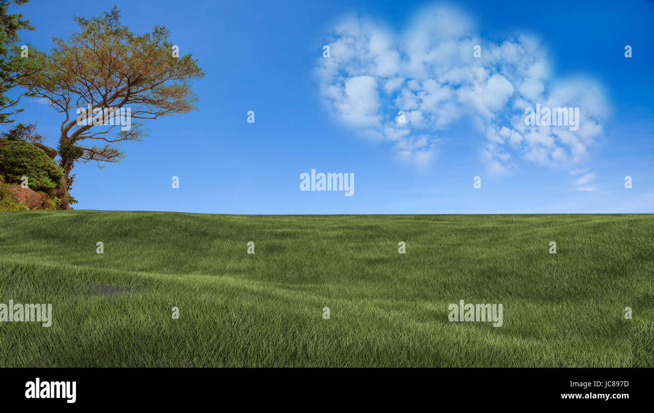Picture of a a heart cloud on blue sky for adv or others purpose use ...
