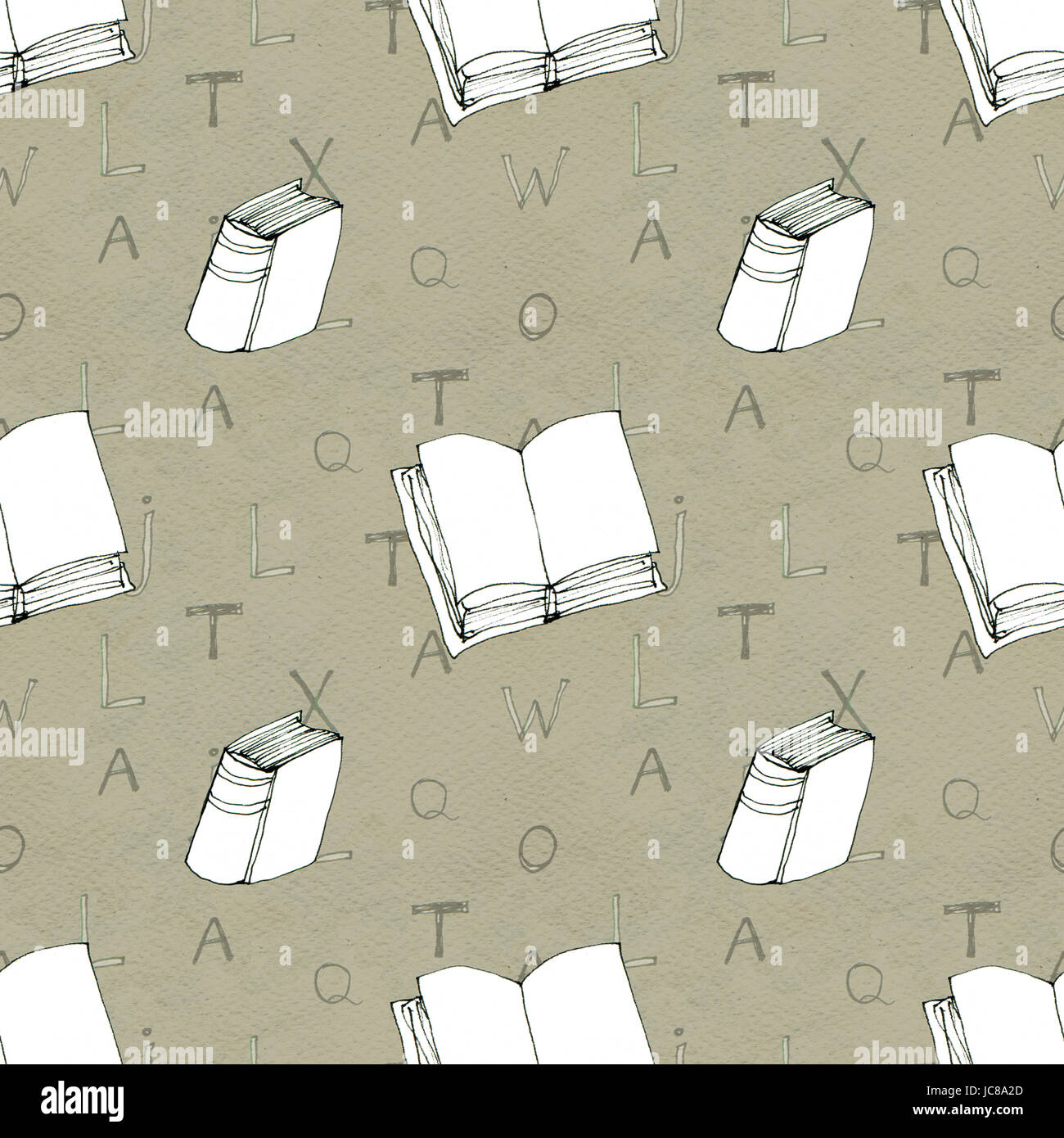 Seamless pattern with books Stock Photo - Alamy