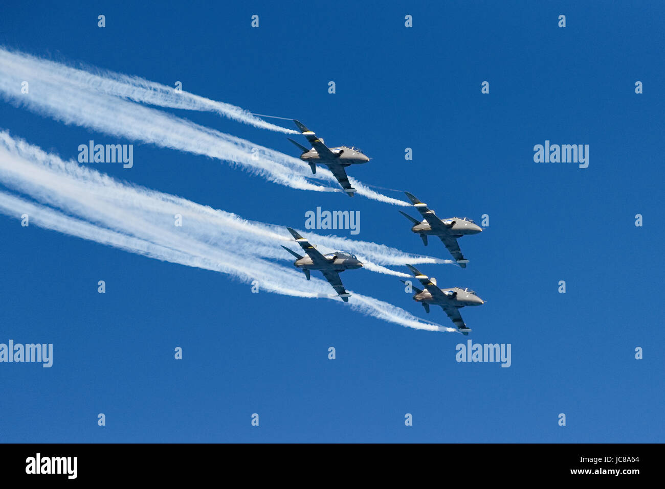 Helsinki, Finland - 9 June 2017: The Finnish Air Force Display Team Midnight Hawks celebrating 20th anniversary of the team and 100 years centenary of Stock Photo