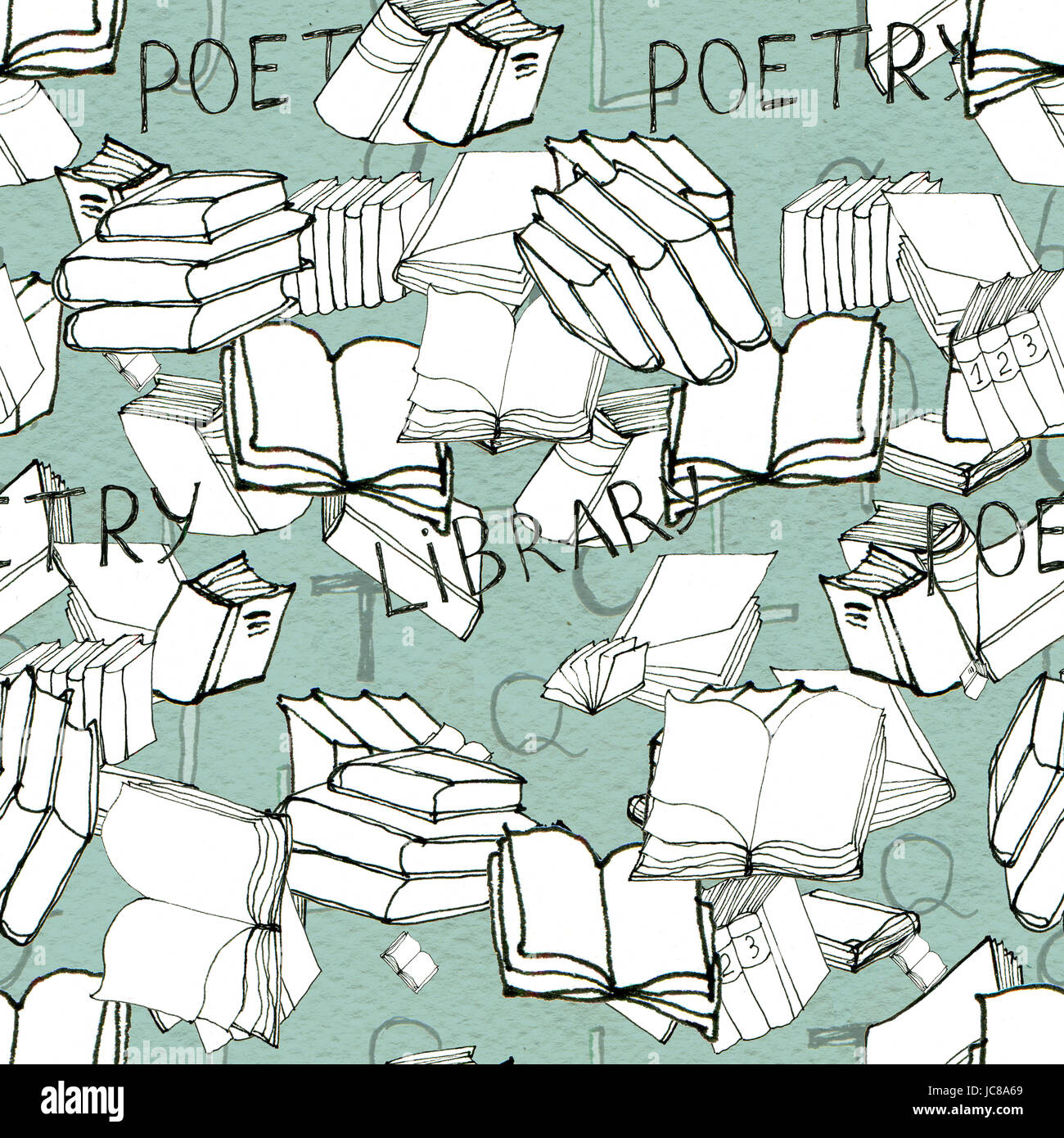 Seamless pattern with books Stock Photo - Alamy