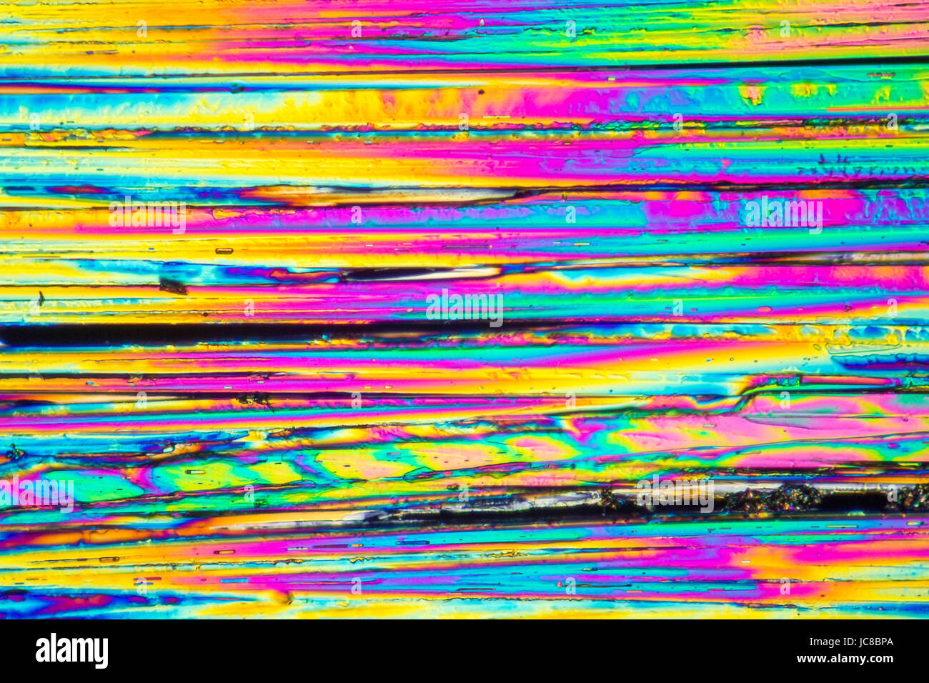microscopic shot of urea micro crystals in polarized light Stock Photo
