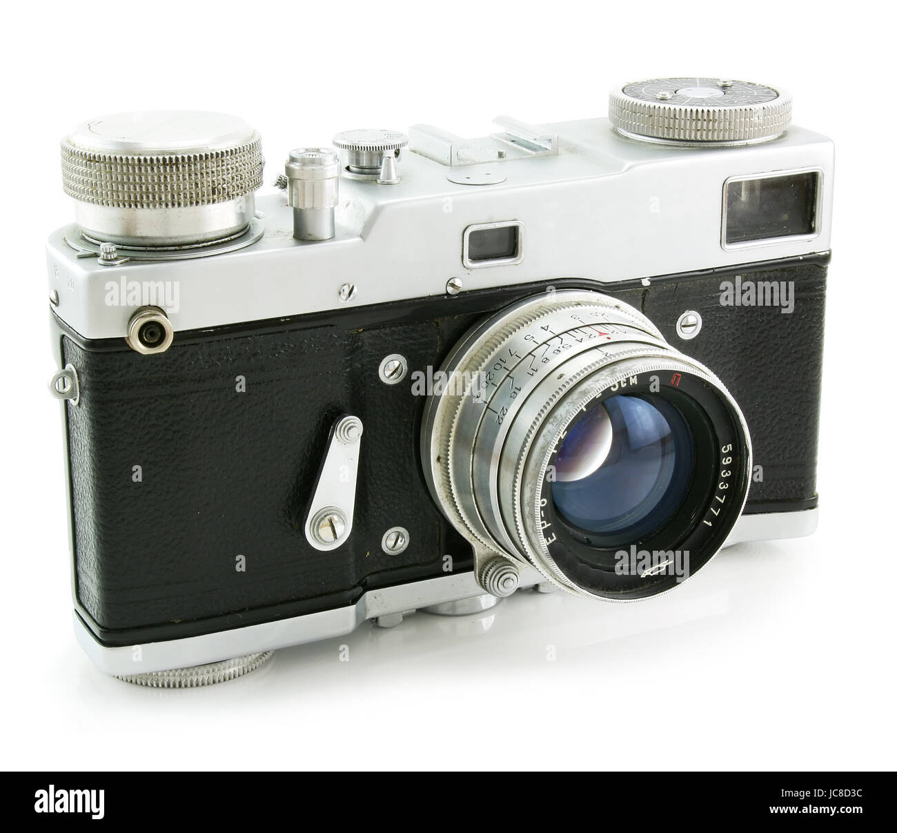Old film photo camera and isolated on a white background Stock Photo ...