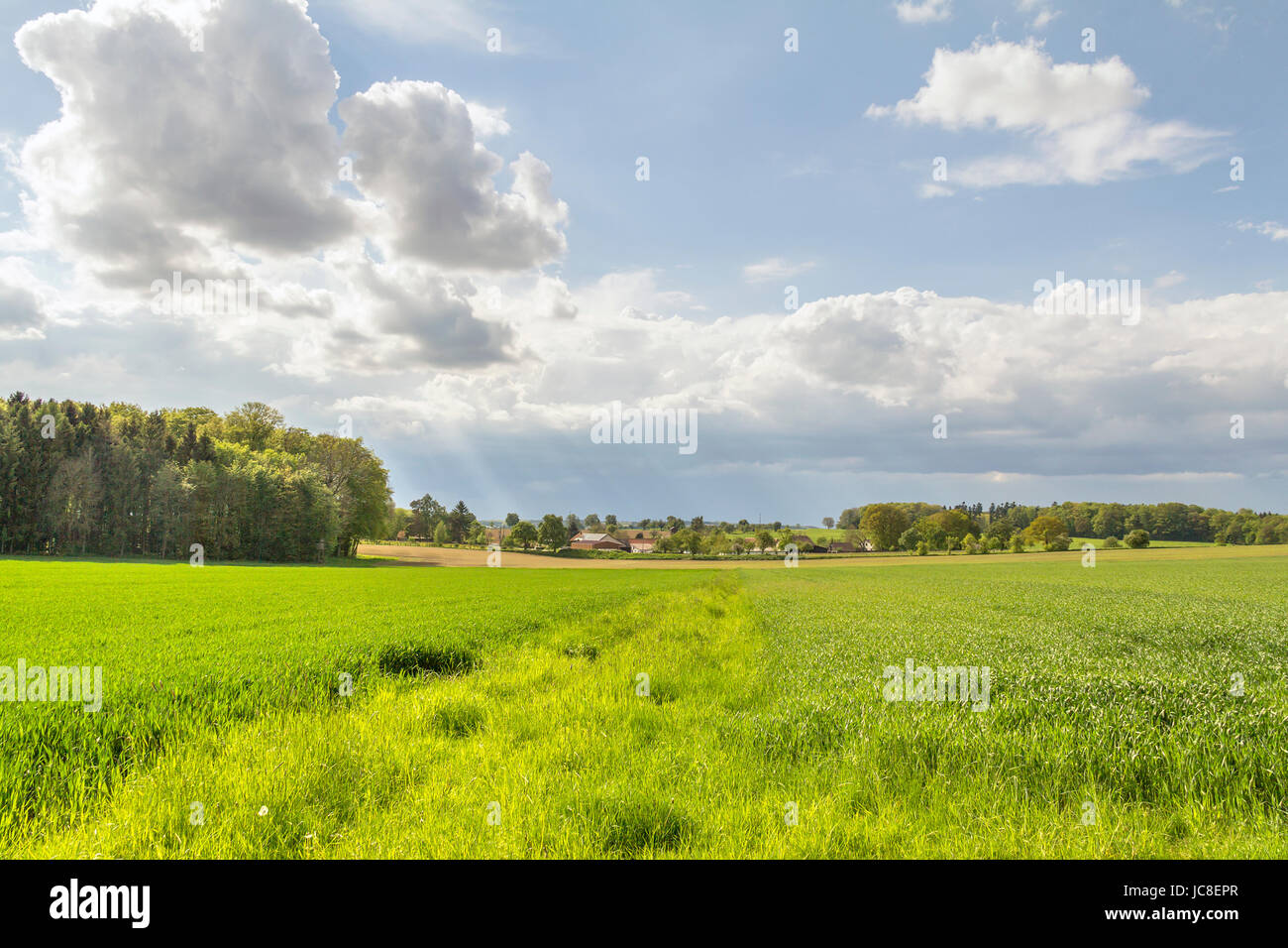scenery around a small rural village in Southern Germany at spring time Stock Photo