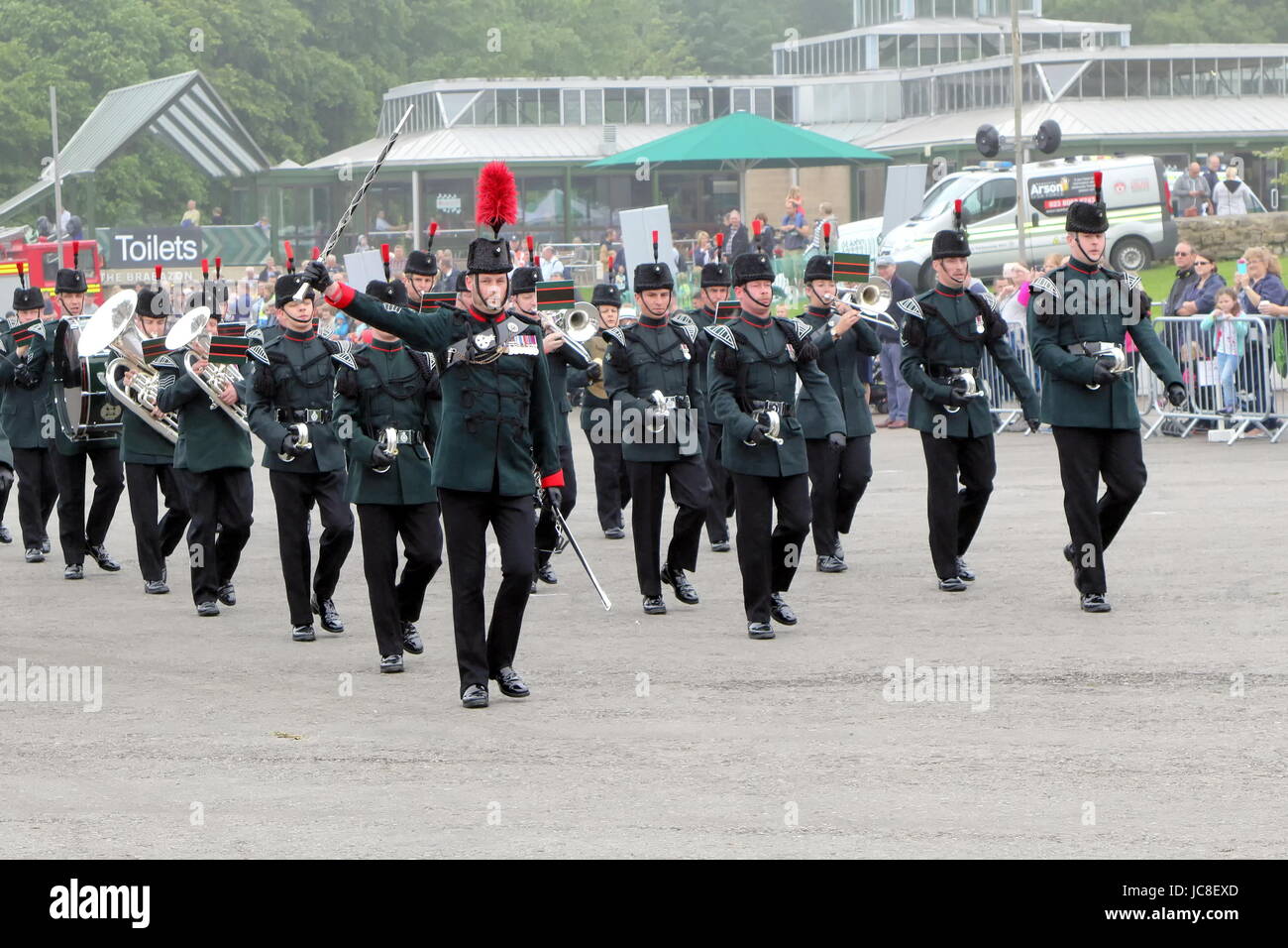 Beaulieu, Hampshire, UK - May 29 2017: Military Marching Band of the Winchester Rifles at the 2017 999 show at the National Motor Museum Stock Photo