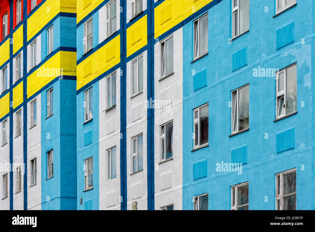 Coloured apartment houses, Siberian city Anadyr, Chukotka Province