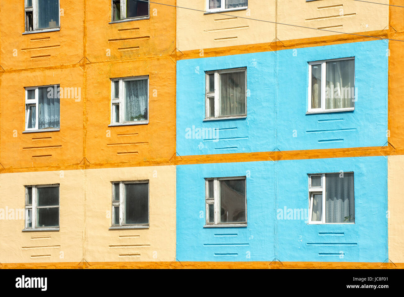 Coloured apartment houses, Siberian city Anadyr, Chukotka Province