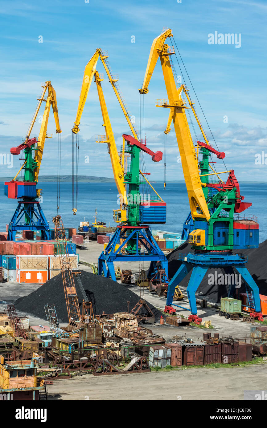 Siberian City Anadyr harbour, Chukotka Province, Russian Far East Stock Photo