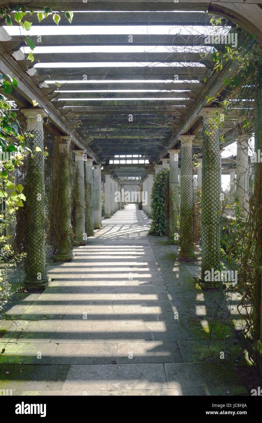 Wooden garden passage way Stock Photo Alamy