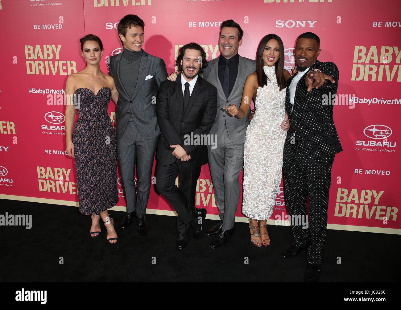 Los Angeles, USA. 14th Jun, 2017. Lily James, Ansel Elgort, Edgar ...