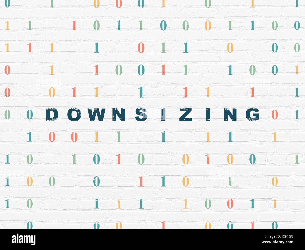Business concept: Downsizing on wall background Stock Photo - Alamy