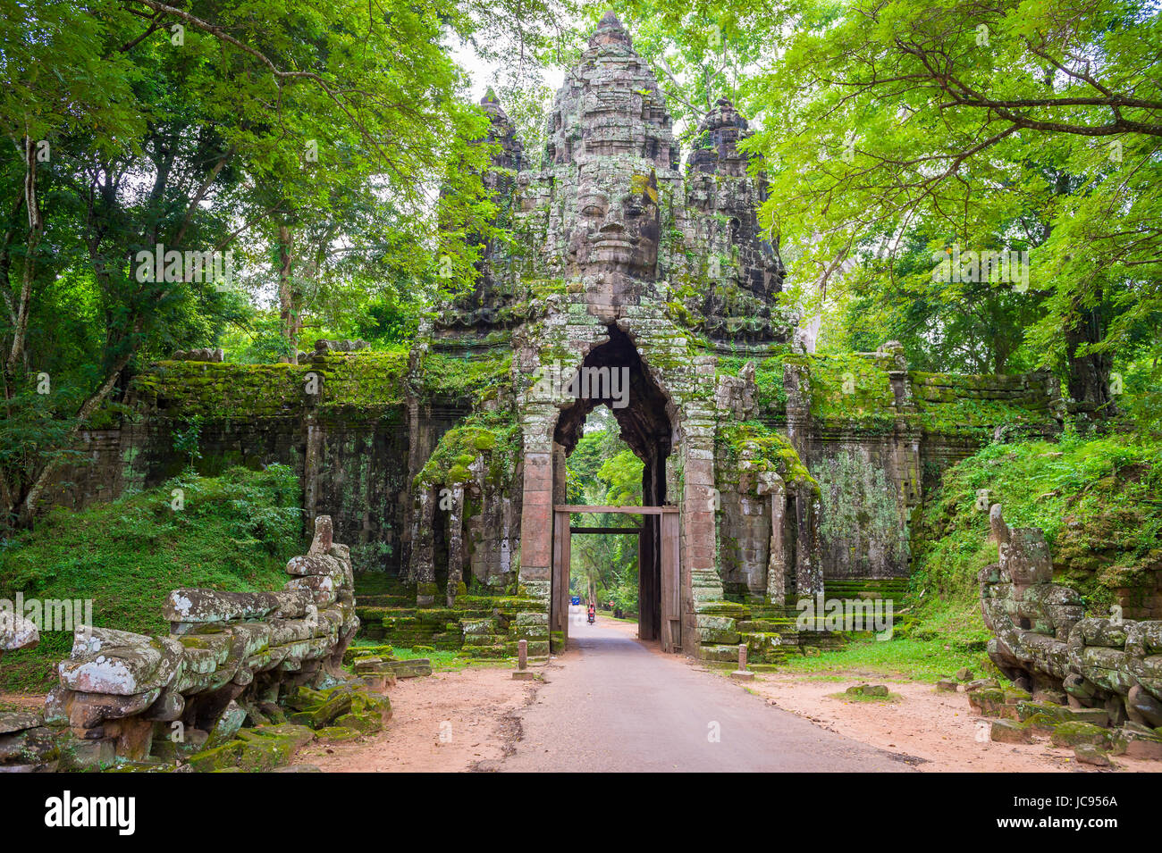 Scenic jungle view of the Angkor Thom North Gate at the Angkor Temple complex near Siem Reap, Cambodia Stock Photo