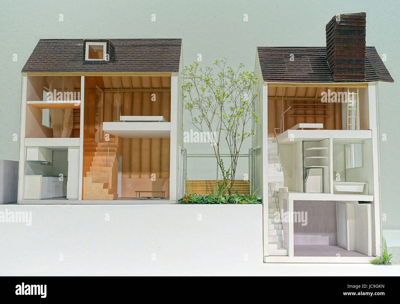 1:20 scale model of a house designed by Atelier Bow-Wow at The Japanese House exhibition at the Barbican Gallery, City of London Stock Photo