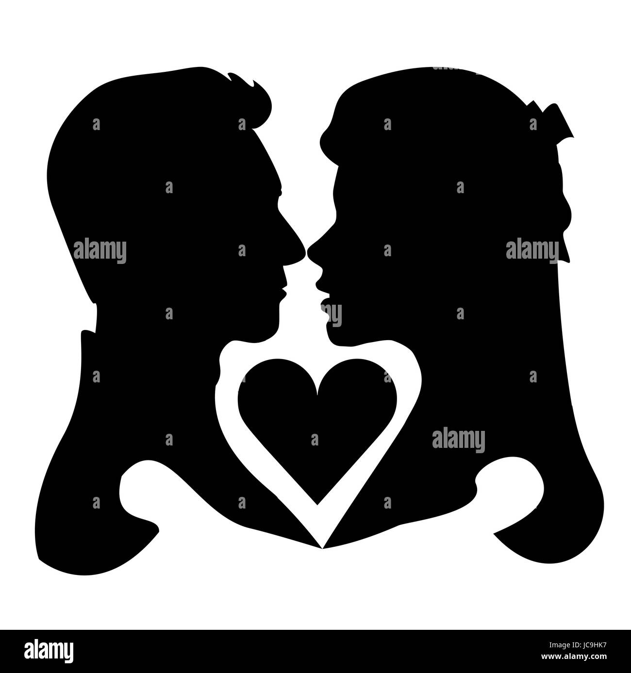 Beautiful woman face silhouette heart Stock Vector Images - Alamy