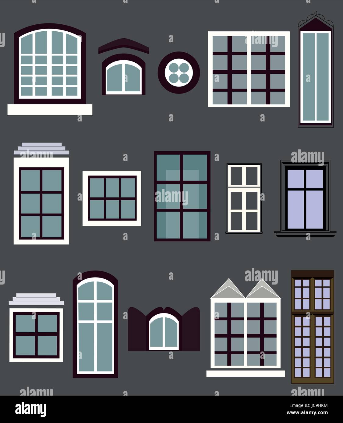 Window windows casement gap house building light different variety set