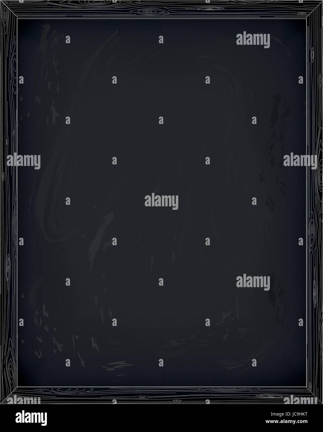 Chalkboard blackboard noticeboard board blank clean canvas plank background texture wooden frame. Vector vertical close-up front view beautiful illust Stock Vector
