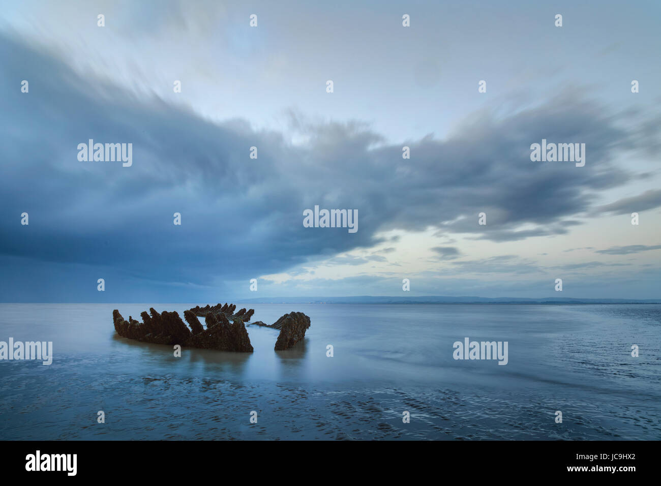 ship wreck SS Nornen, Brean, Somerset, England, UK Stock Photo