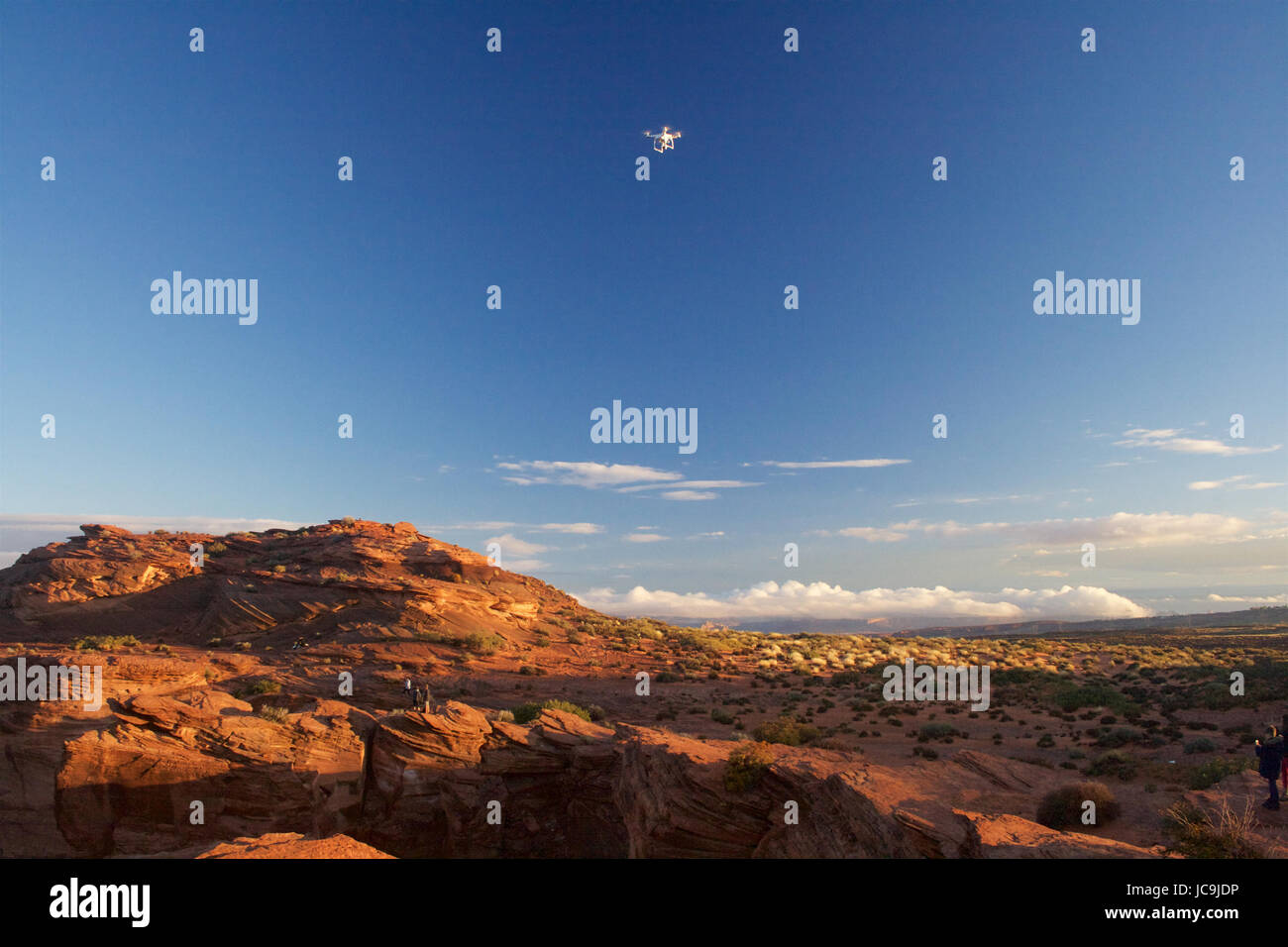 Drone flying over horseshoe bend Stock Photo Alamy