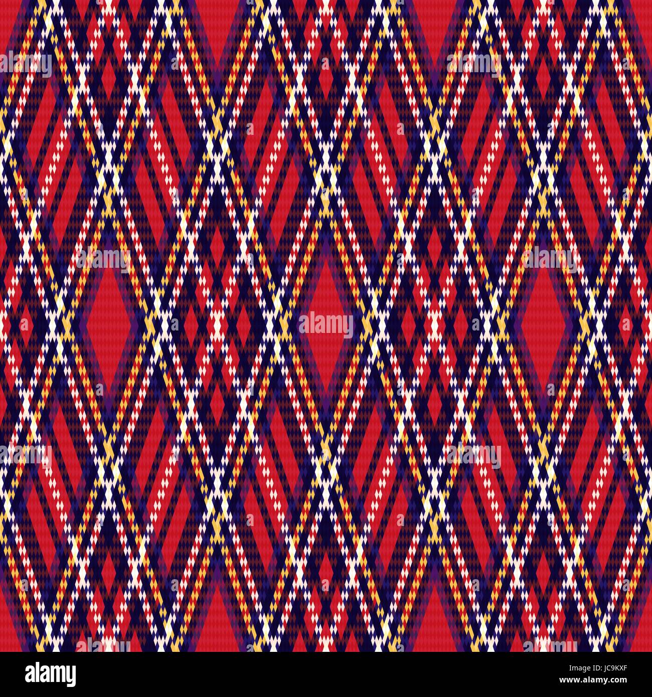 Rhombic seamless checkered vector pattern mainly in red and blue hues ...