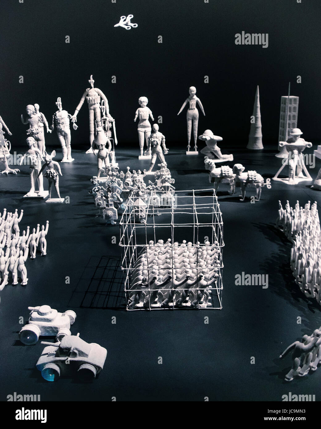 Venice,Castello,Giardini.57th Venice Biennale 2017,La Biennale di Venezia,Grisha Bruskin’s white sculptures in Theatrum Orbis at the Russian Pavilion Stock Photo