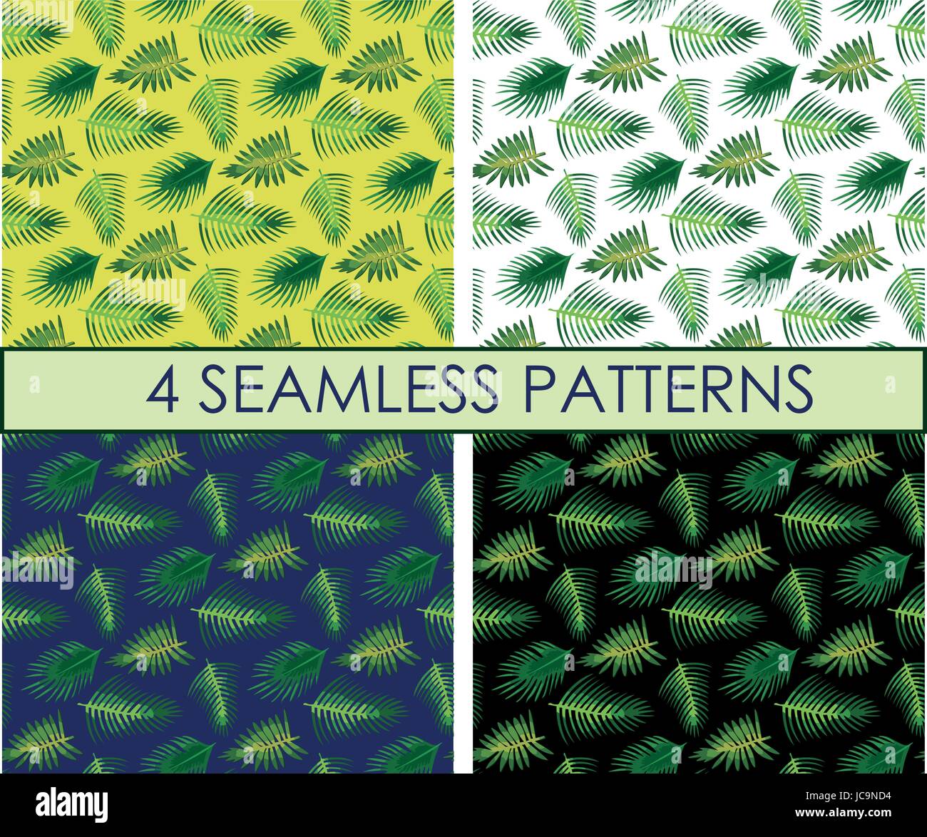 Palm tree different set leaf leaves seamless pattern background texture ...