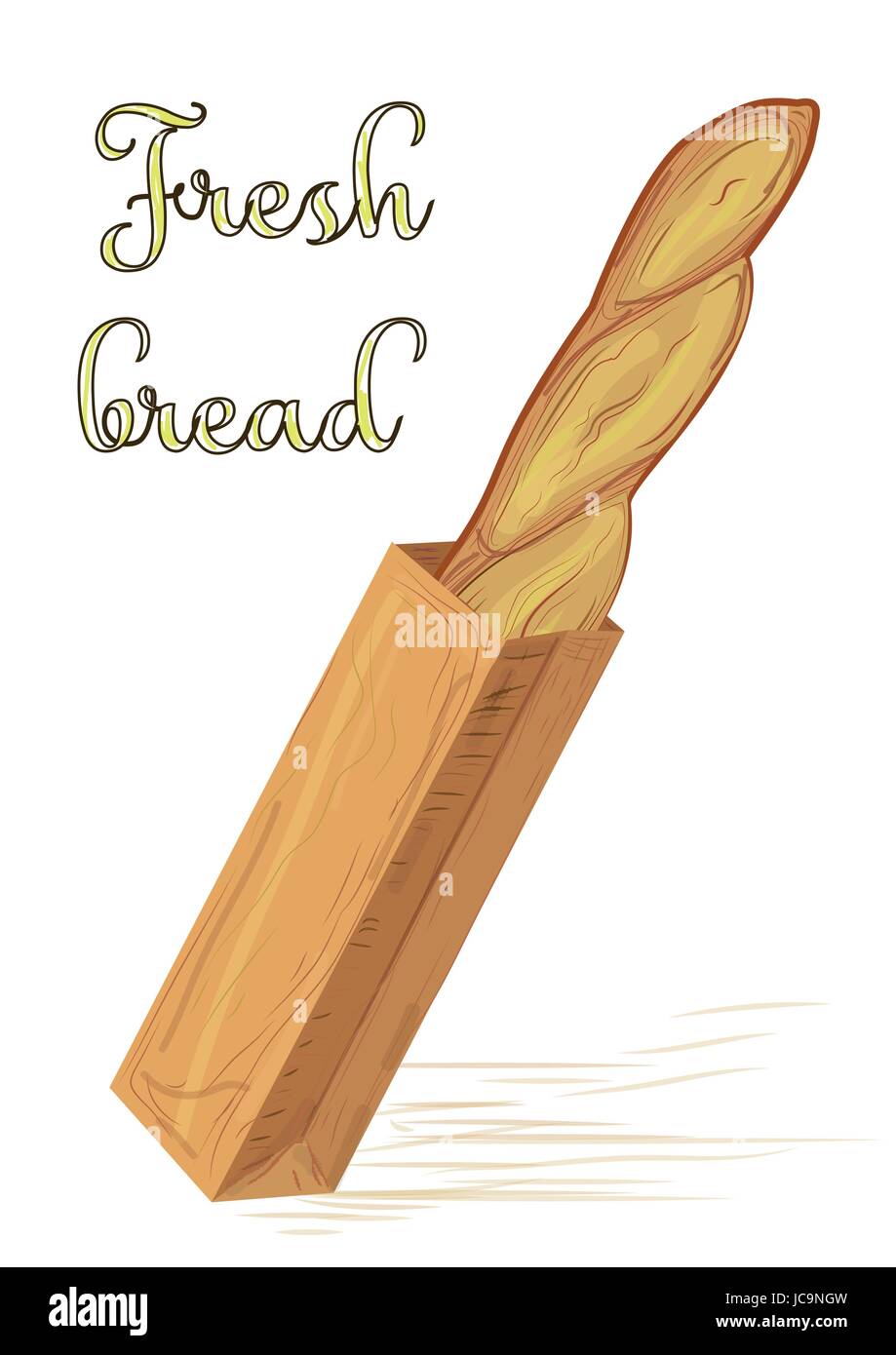 Bread french loaf baguette in paper bag vector illustration Stock Vector