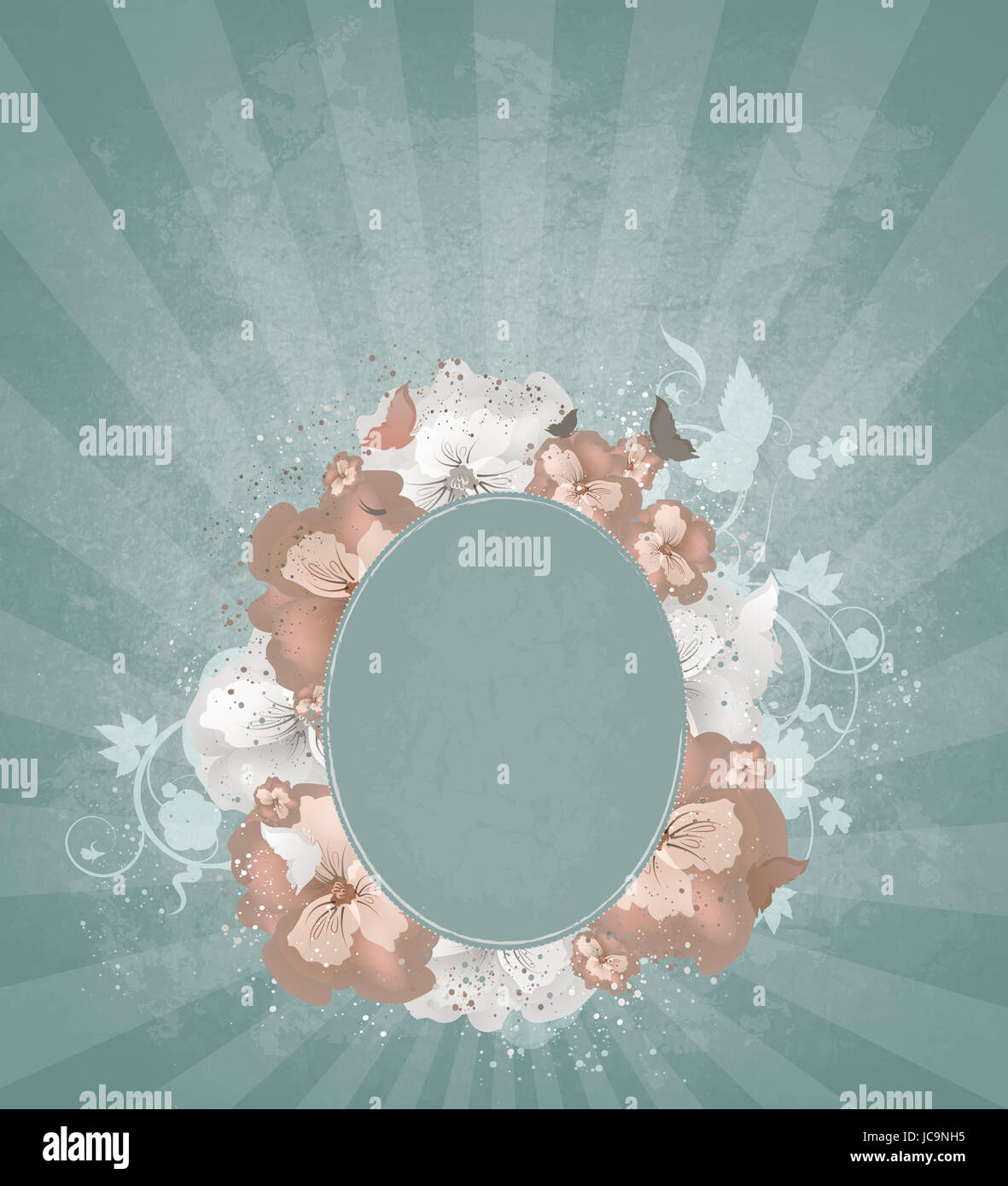 Vintage Floral Frame On A Grunge Background Stock Photo - Alamy