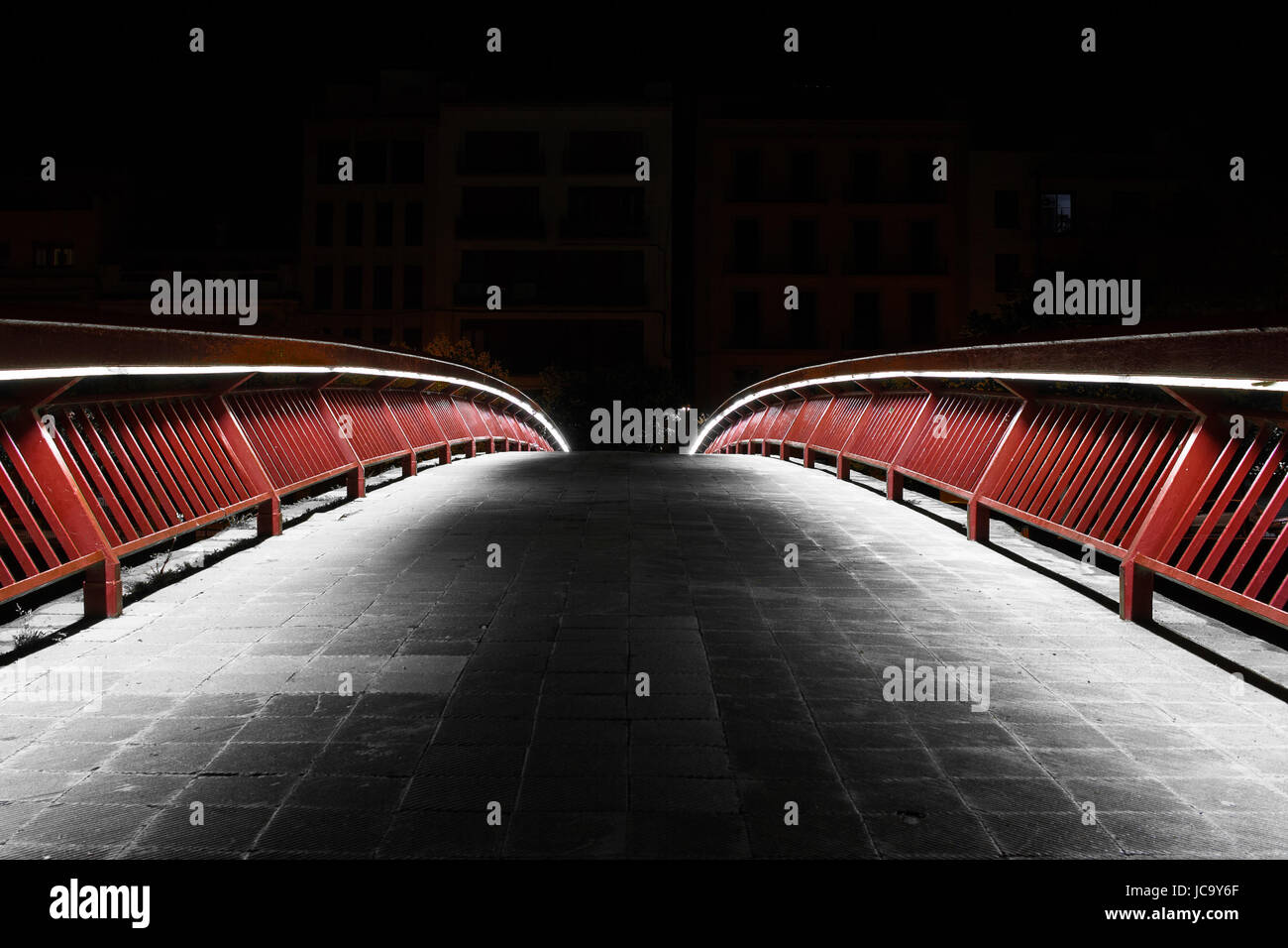 bridge night shot in Girona Stock Photo