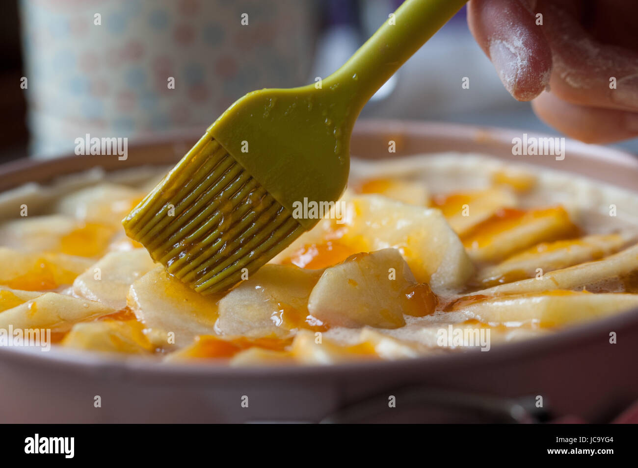 Kitchen scenery: apple tart preparation Stock Photo