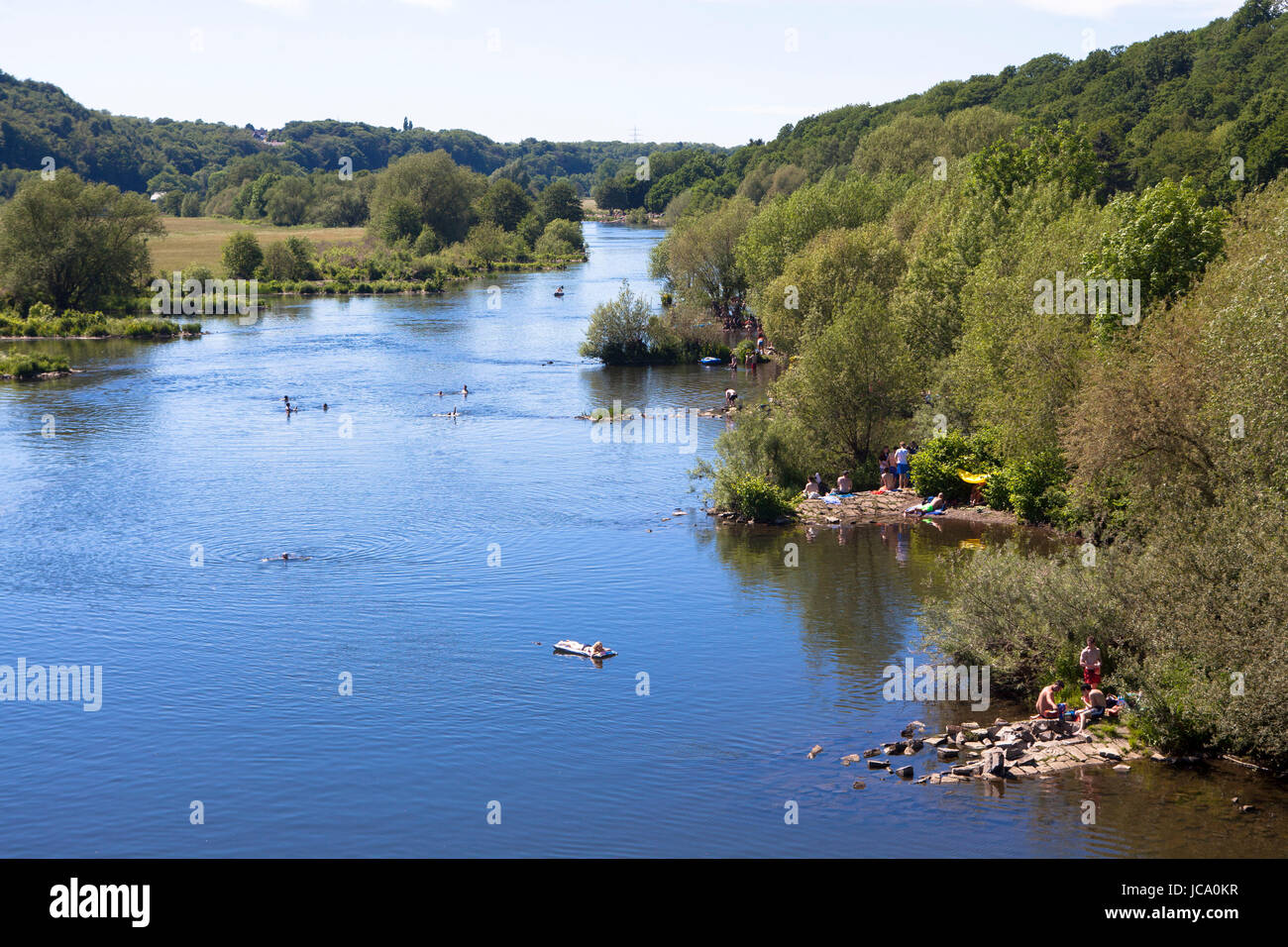 Germany, Ruhr area, the river Ruhr between Hattingen and Bochum. Stock Photo