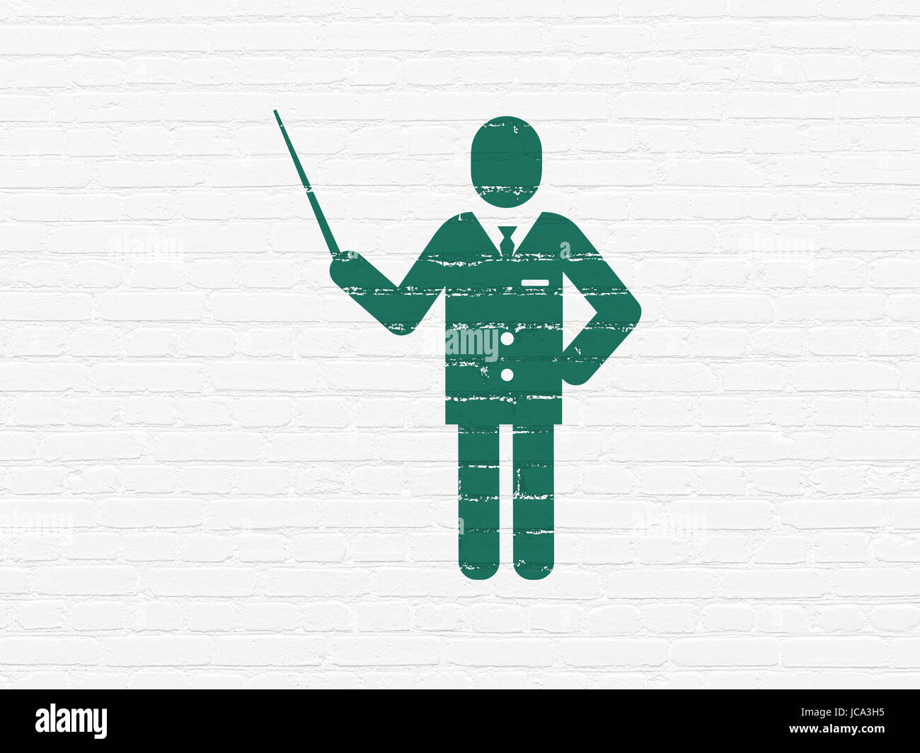 Learning concept: Teacher on wall background Stock Photo - Alamy