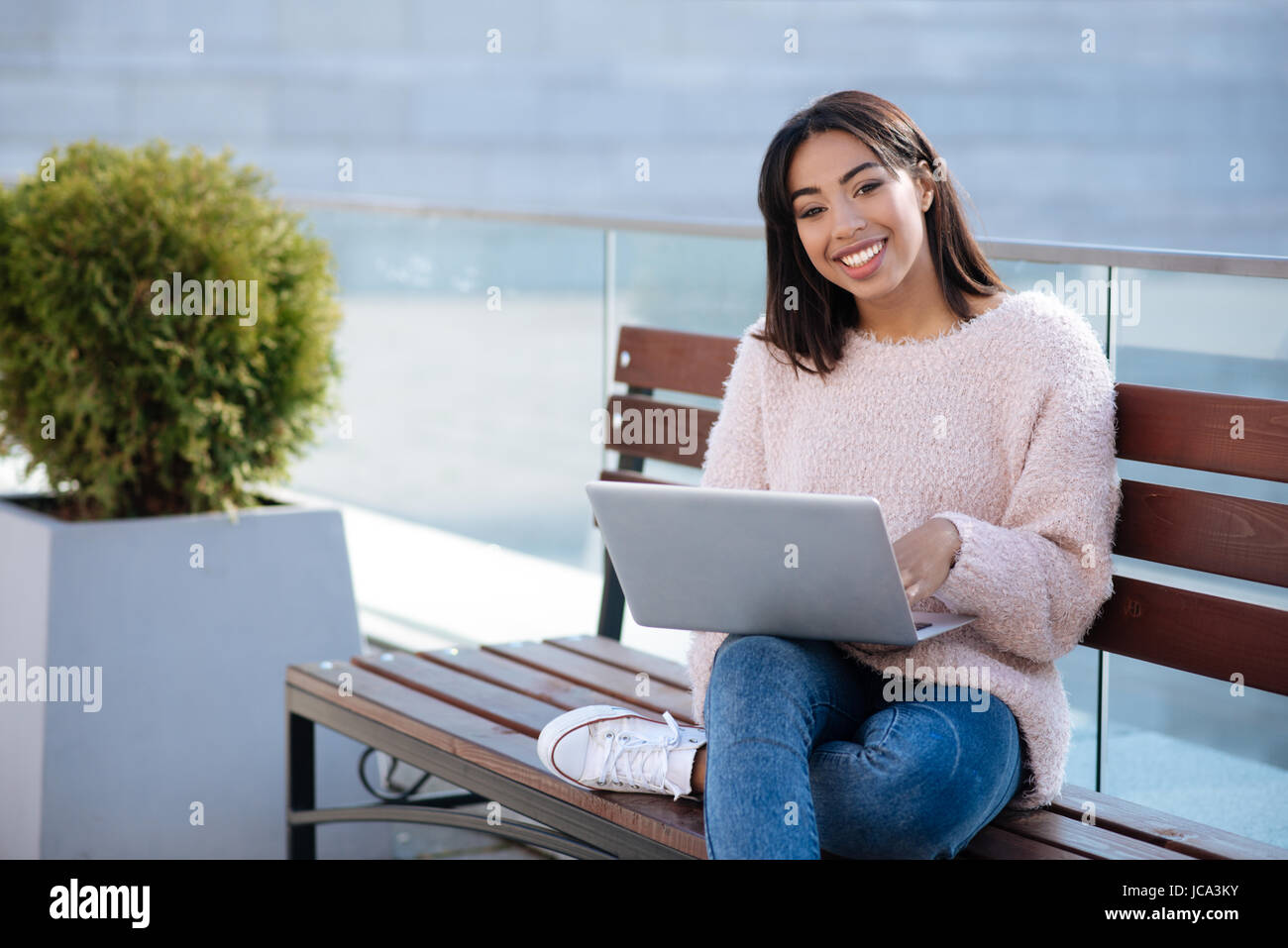 Creative ambitious woman being tech savvy Stock Photo