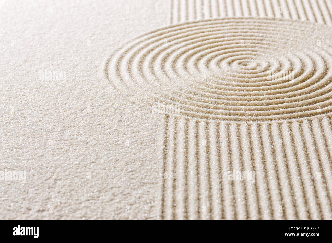 Sand mit Linien und Kreisen Stock Photo