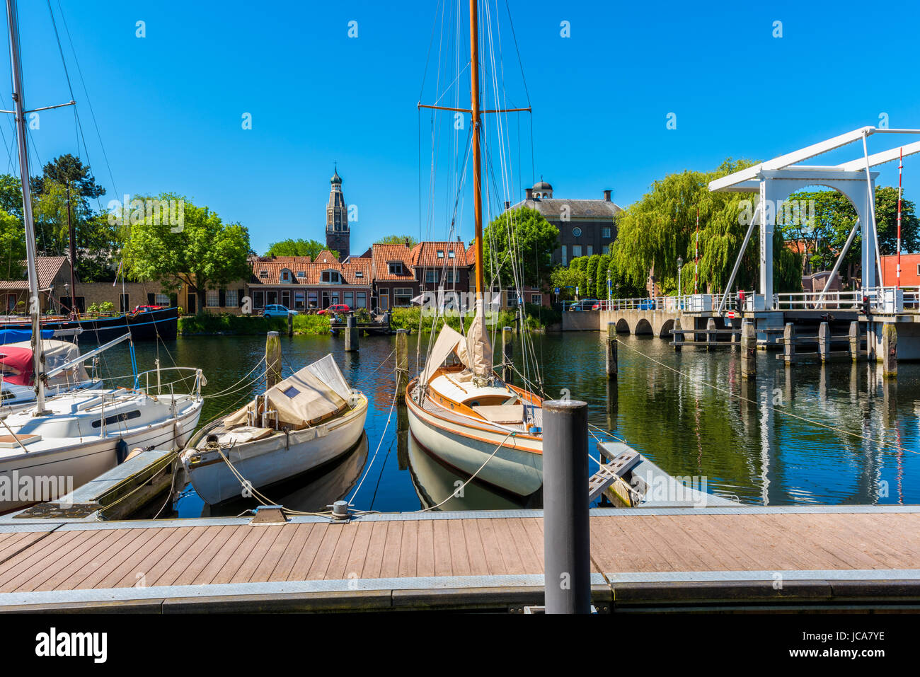 Canal in Enkhuizen Netherlands Stock Photo