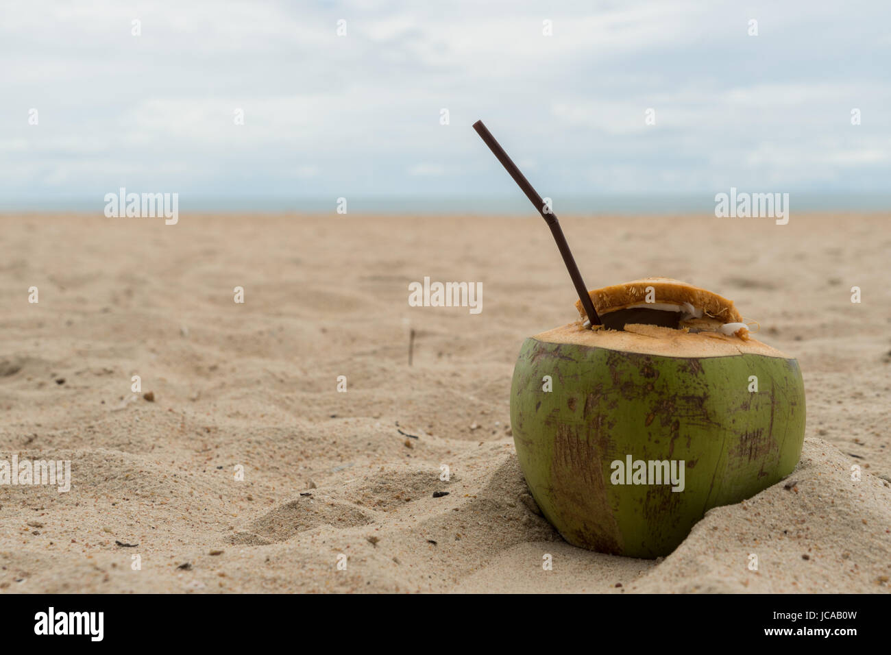 coconut drink relax rest holiday beach sand Stock Photo