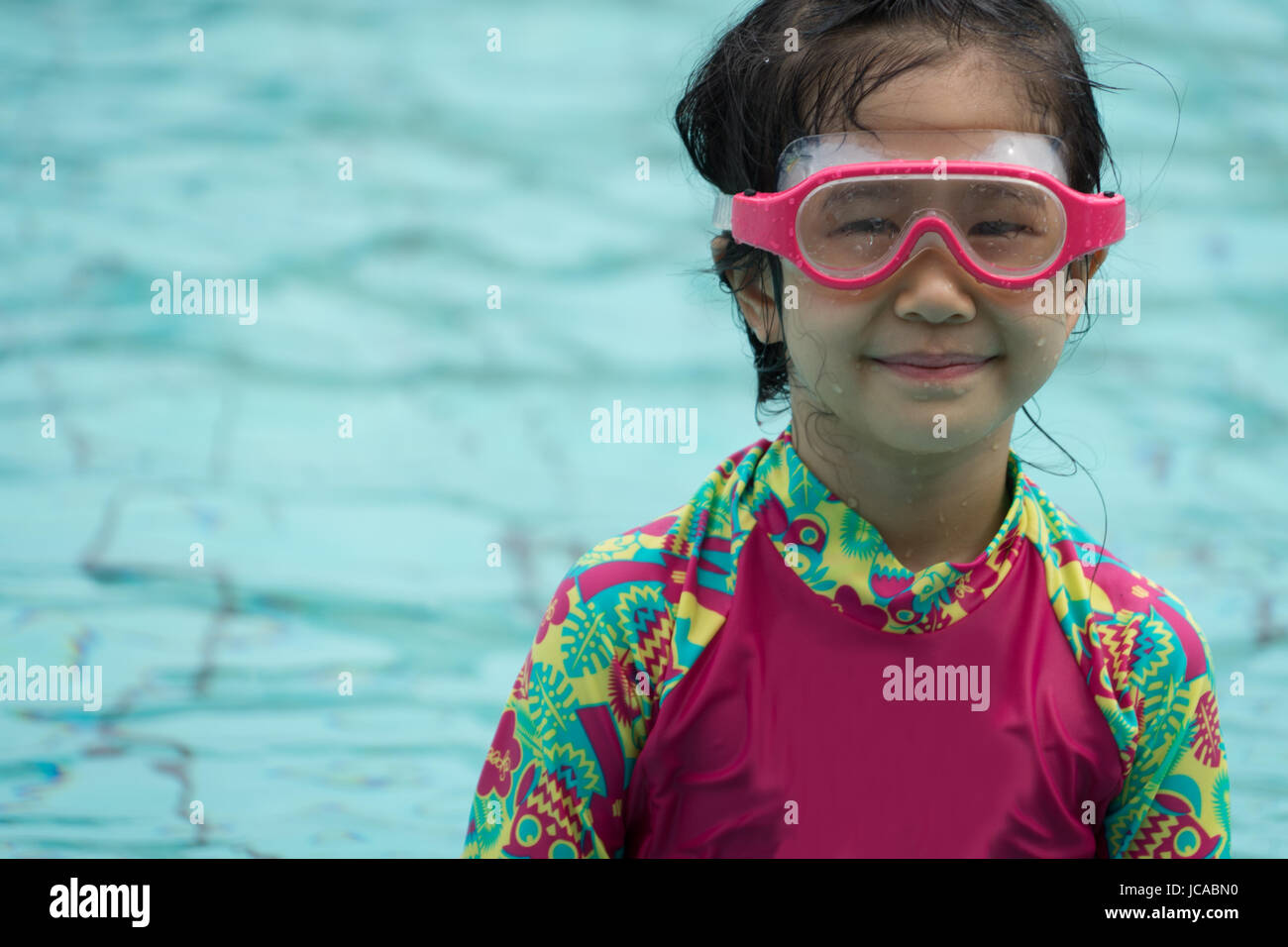 wim smile goggle youth lifestyle asian enjoy swimwear Stock Photo