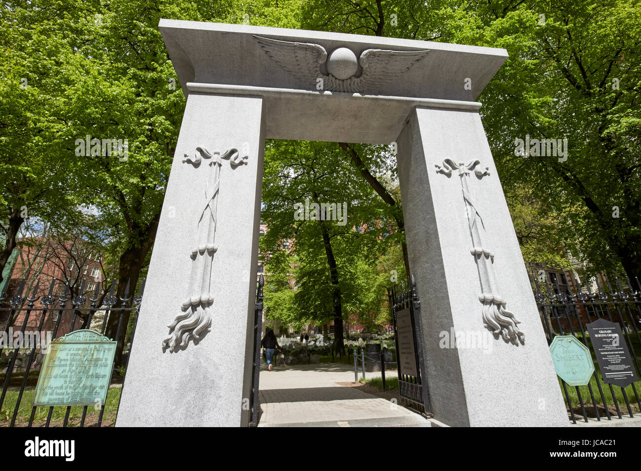 entrance gate to granary burial ground Boston USA Stock Photo