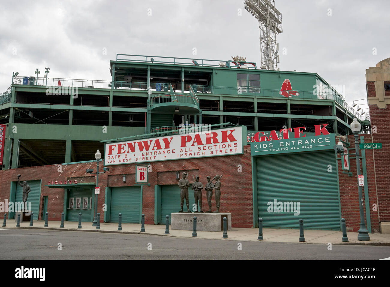 Fenway Park in Boston Massachusetts From outside at the intersection of Van Ness and Jersey st.