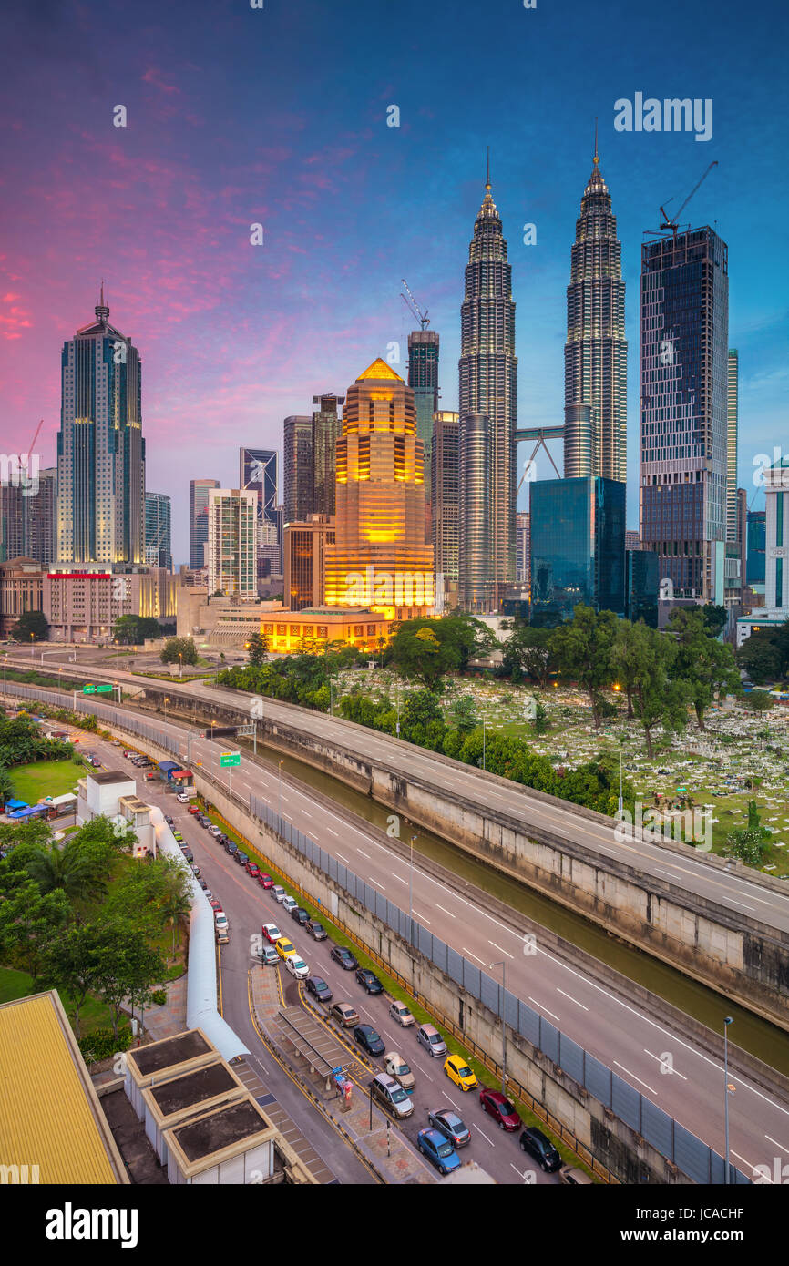 Kuala Lumpur. Cityscape image of Kuala Lumpur, Malaysia during twilight blue hour. Stock Photo