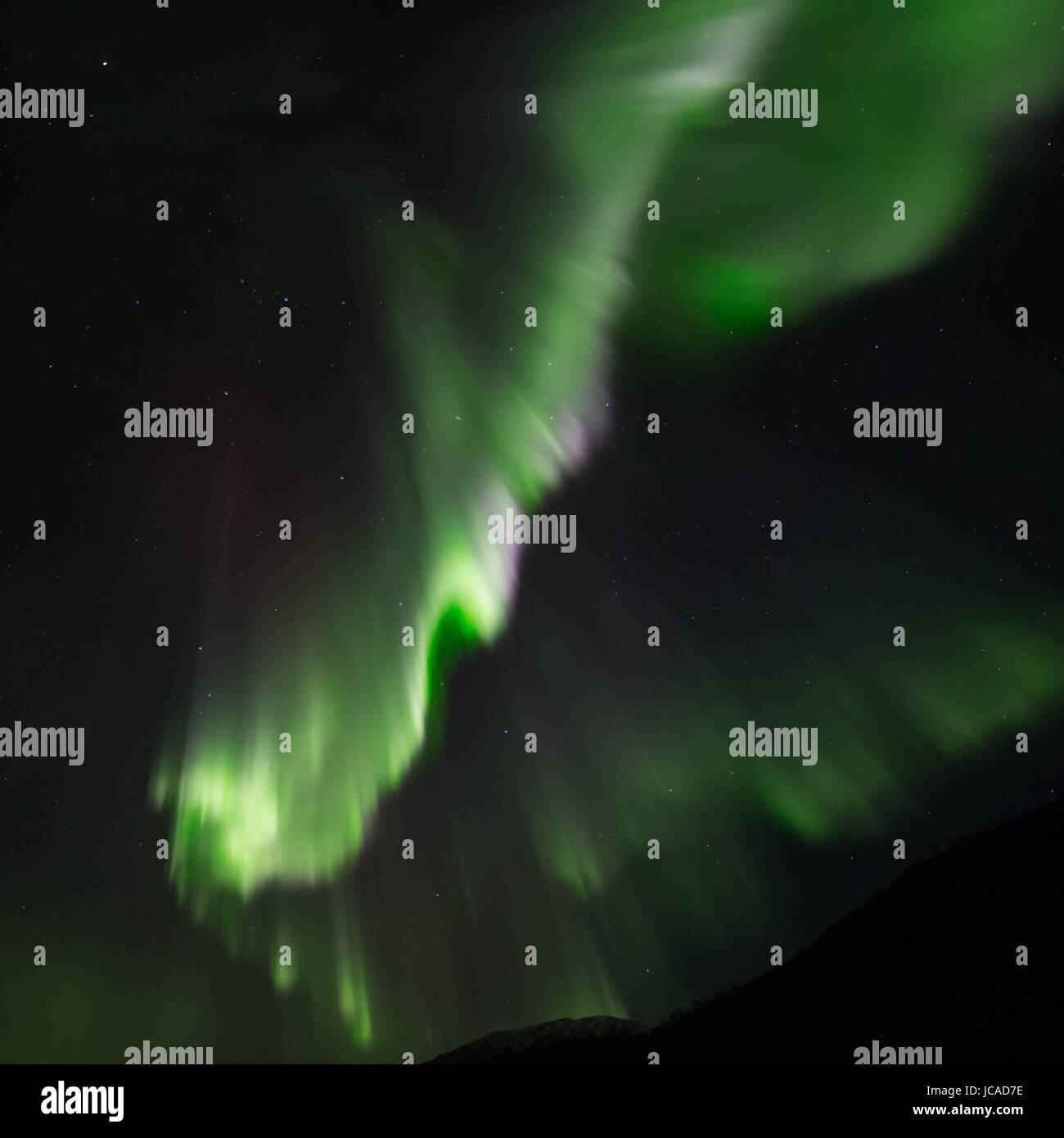 Aurora borealis or northern lights moving across night sky within the ...