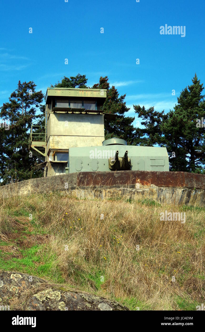 Fort Rodd Hill world war II defense fortifications at Fisgard Lighthouse, Victoria, BC, Canada Stock Photo
