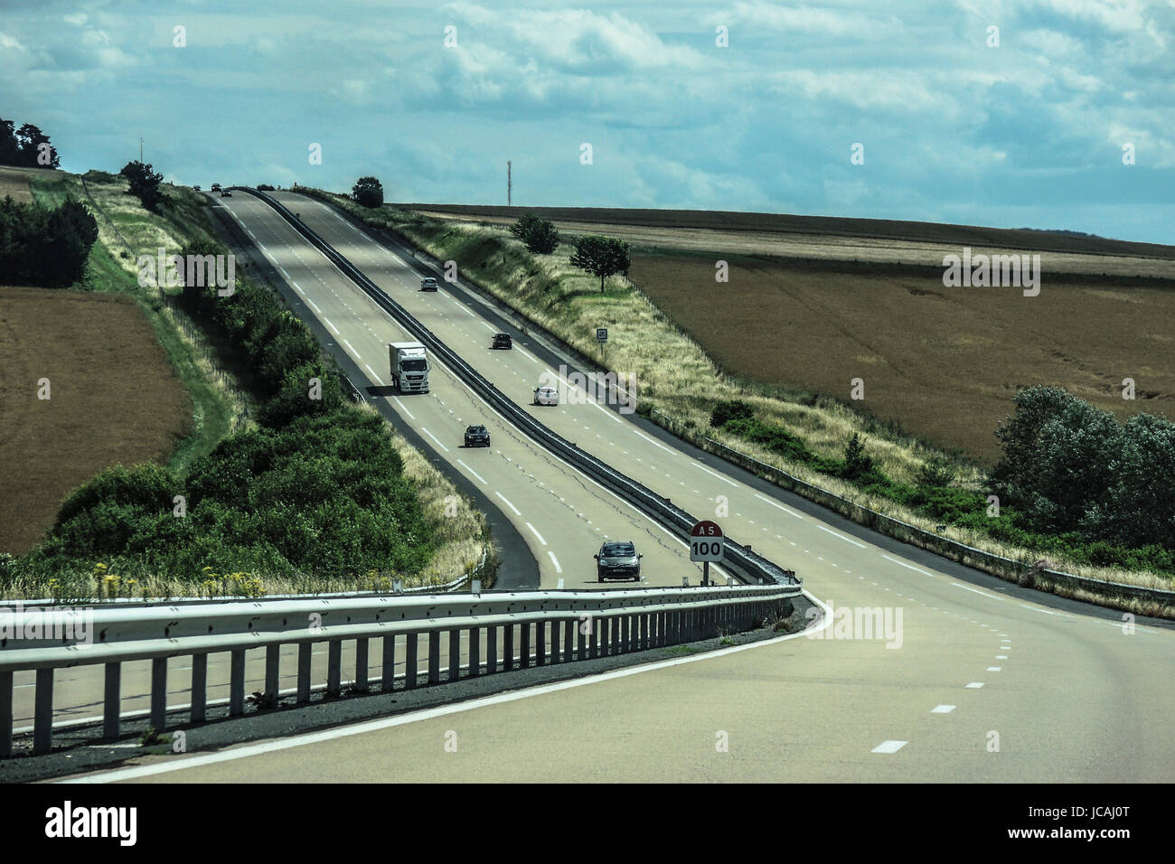 MOTORWAY FRANCE - FRENCH ROAD - TRAFFIC ON MOTORWAY © Frédéric BEAUMONT Stock Photo