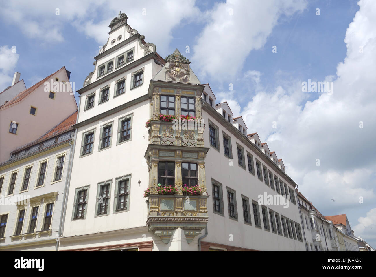 erker in the old town of freiberg Stock Photo